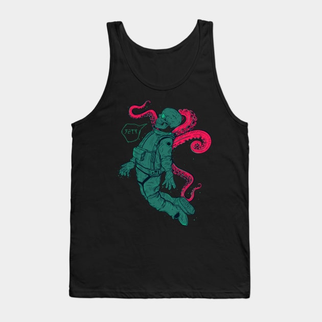 Cthulhu Skull Astronaut Tank Top by Jess Adams